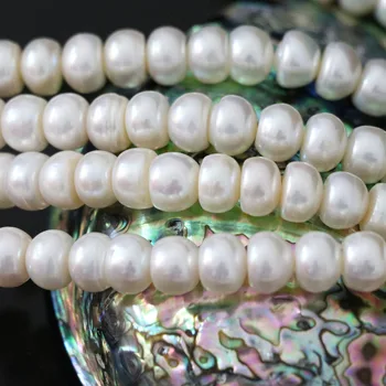 Naturale de apă dulce pearl alb abac butonul margele vrac 9-10mm rondelle petrecere nunti femei bijuterii fine face 15inch B1391