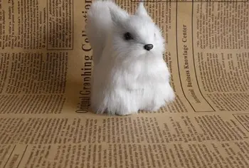 8x7cm alb veveriță model,polietilenă&blănuri de artizanat Figurine decor acasă jucărie cadou a2550