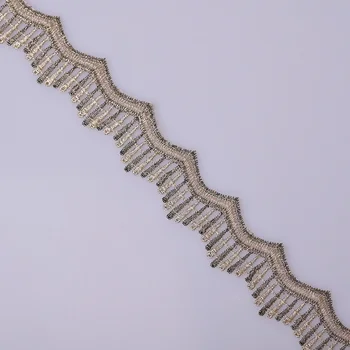 Cusack 3 m, 4 cm, Linia de Aur Asieta Dantelă Panglică pentru Confectii Textile Acasă Garniturile Meserii DIY Dantela Tesatura 4 Modele