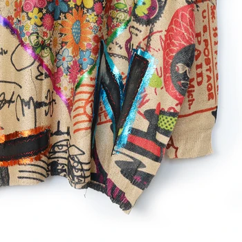 Vintage Europene Pulover Tricotate 2020 Nou Toamna O-gât Pulover Femei Scrisoarea Inima Floare de Imprimare Strada Stil Pulover