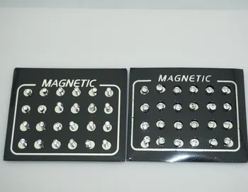 Noi 24buc/lot 3/4/5/6/7mm Rotund Stras de Cristal Magnet Stud Cercel Puck Femei Barbati Magnetic Ureche Fals Plug Bijuterii