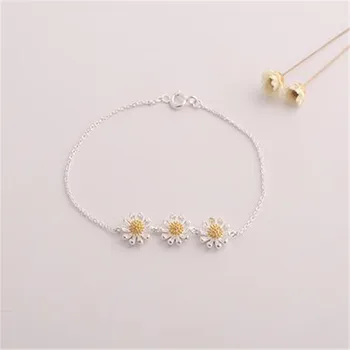LULU -PORC Hot Nou 925 SterlingLittle Daisy Lanț de Floarea-soarelui Parte Decorate Cu Versiunea coreeană De Mici Proaspete SL001