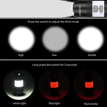 Super Bright LED-uri Lanterna Cu Lumina Partea 6 Moduri de Iluminare cu Zoom Camping Lumina zoom Telescopic De baterie 18650