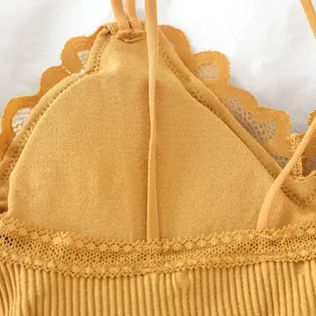 Femei Halter Lace Crop Top Spaghete Curea Elastica Înapoi De Sex Feminin Camis Moda Streetwear W840