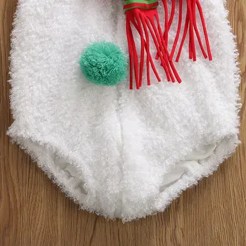 Copil nou-născut Fată Băiat 0-24M Crăciun Costum de om de Zăpadă Romper Salopeta Haine Albe Utilaje
