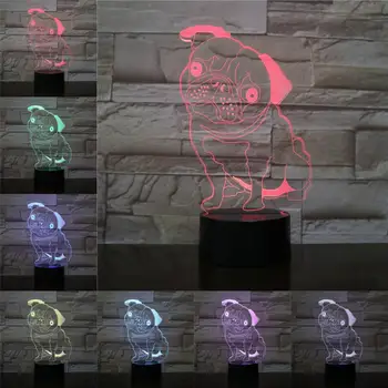 Animale de Companie Câine Pug 3D Lampa Iluzie Lumina de Noapte LED-uri Bec Multicolor Atmosfera Lava Lampara Noptiera Cadouri de Craciun Pentru Copii