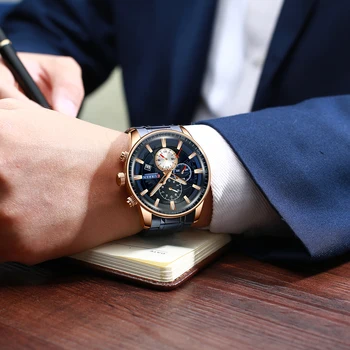 CURREN Ceasuri Mens de Moda Sport Ceas cu Cronograf mâinile Luminos Ceas Masculin Ceas Albastru Banda din Oțel Inoxidabil