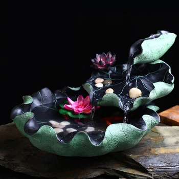 Tiganusi Rășină Fântână De Apă Lotus Aromoterapie Meditația Ajută Umiditatea Aerului Din Interior Desktop Fengshui Ornament Decor Acasă