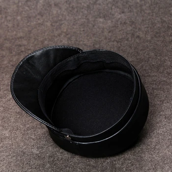[AETRENDS] din Piele Capac Militar Barbati Army Hat pentru Femei Fasthion Piele Capace Plate Z-6709