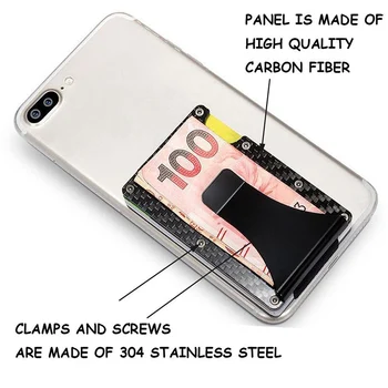 Oamenii din Fibra de Carbon Bani Clip Portofel Minimalist Slim Titularul Cardului de Credit RFID Pungă ortable Slim Barbati de Fibră de Carbon, din Oțel Inoxidabil