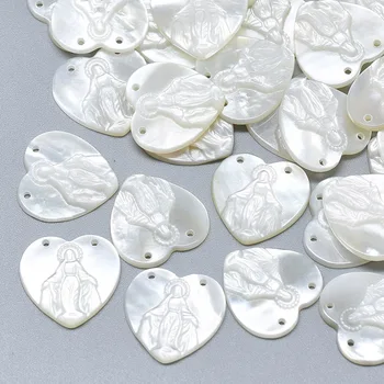 10buc Naturale Coajă Albă în Formă de Inimă Pearl Shell Pandantive pentru a face bijuterii DIY Accesorii constatările 15x15x2mm, Orificiu: 0.8 mm
