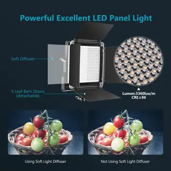 Neewer Avansate 2.4 G 660 Video cu LED-uri de Lumină,Estompat Bi-Color LED Panou cu Ecran LCD si Telecomanda Wireless pentru Fotografie de Produs