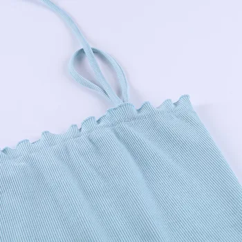 Căpăstru Sexy Crop Top Pentru Femei De Vară 2020 Tricotate Slim Camis Topuri Fără Mâneci Fara Spate Trunchiate De Sus