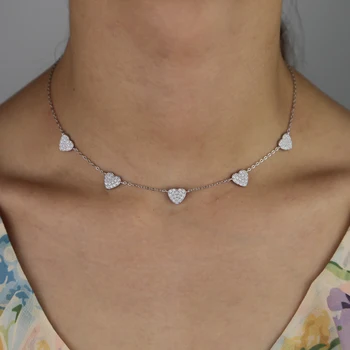 Argint cz Dragoste Inima Cravată Coliere 2019 Moda Stil Gotic Bijuterii Pentru Femei, Fete argint 925 Inima Coliere