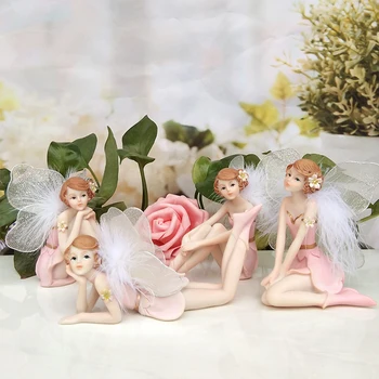 Flower Fairy figurine de rasina Roz înger statuie Frumoasă Fată jucarii de Craciun pentru copii cadouri de Nunta Deoration animatie pentru Copii