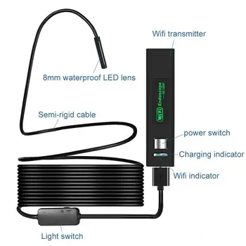 KERUI WIFI Mini-Endoscopul Camera HD 1200P IP68 rezistent la apa Grea Cablu Endoscop USB Endoscop pentru IOS, Android Smartphone-ul PC-uri Auto