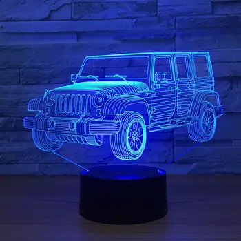 Acrilice Masina Jeep 3D Lumina de Noapte Cadouri inedite 7 Culori Schimbare de Birou LED-uri Lampa de Masa 3D Iluzie Lămpi Pentru Baieti Cadouri