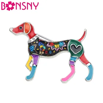 Bonsny Metal Emailat Whippet Câine Broșe Moda Drăguț Animale De Bijuterii Pin Pentru Eșarfă Decorare Haine Femei Fata De Iubitorii De Animale De Companie Cadou