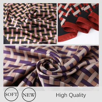 În 2020, Noul Silk Păr pe Gât Eșarfă pentru Femei Carouri Foulard Șaluri și Împachetări Trupa Pătrat Cravată Mână, Eșarfe Eșarfă Cravată