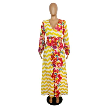 2019 Vara Femei Maxi Rochie de imprimare Florale Șifon Plus Dimensiune stil boho vestidos Plajă Elegante Rochie Lungă, de Mare Dimensiune Rochii