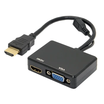 CY compatibil HDMI la VGA & compatibil HDMI de sex Feminin Splitter cu Audio-Video Cablu Convertor Adaptor Pentru HDTV Monitor PC