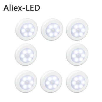 LED-uri Senzor de Mișcare fără Fir Lumini de Noapte 6LED Cabinet de Lumină Dormitor Noptieră cu Lampă de Perete pentru Scari Culoar Dulap Lampă de Inducție