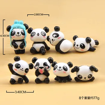 8 buc/set panda acțiune figura jucărie animale de desene animate drăguț panda papusa mini decorative păpuși Emoticon Model Diy de amenajare a teritoriului