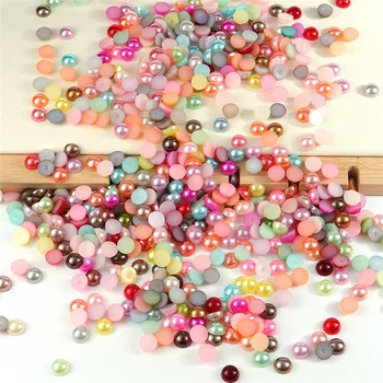 1 Cutie de formate Mixte Semicerc Rotund Imitație Pearl de Culoare Curcubeu Patch-uri de Unghii de Plastic, Rășină Pentru Femei Fete DIY Accesorii