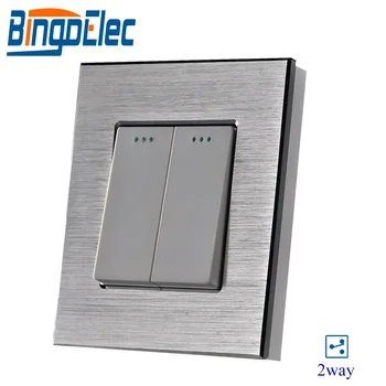 Bingoelec 2 Banda 2 Mod Buton Comutator Standard UE Cadru de Aluminiu de Perete Mecanic Întrerupător AC 110-250 V
