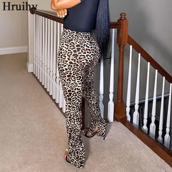 Noi Pantaloni Casual pentru Femei Talie Mare Leopard de Imprimare de Moda Pantaloni Femei Streetwear Petrecere de Club Elastic Talie Pantaloni pentru Femei