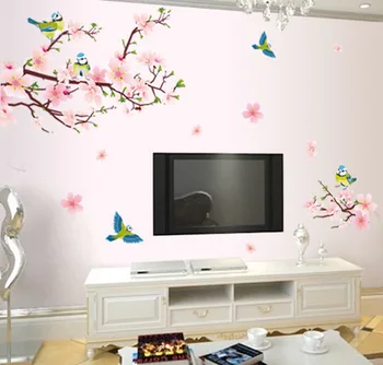 3D Arta de Perete Romantic Peach Blossom de Flori Moderne Acasă Decal Autocolant Perete TV de Perete Camera de zi de Decorare Perete Decor