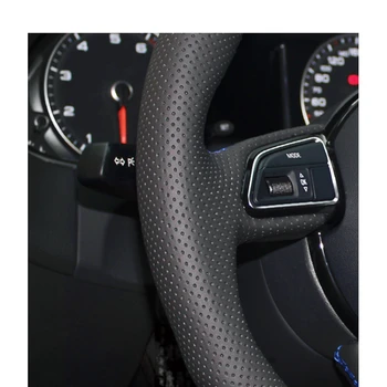Cusute de mână Negru PU Piele Artificiala Capac Volan pentru Audi Q3 (8U) Q5 (8R) Q7 (4L) SQ5 (8R) 2013 anii-2017