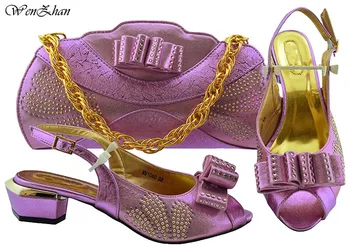 Cele mai recente Piersic Femeile italiene de Nunta Pantofi și Sac Decorate Cu Flori Nigerian și Pantofi de Potrivire Genti Pentru Femei B93-2