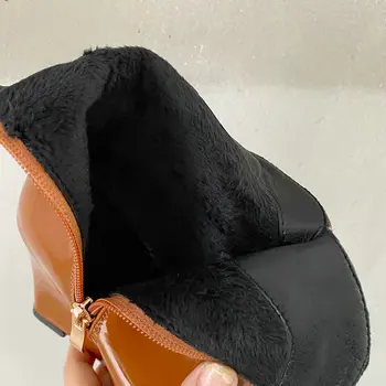 Brevet PU Femei din Piele Glezna Cizme de Moda a Subliniat Toe Pene cu Toc Doamnelor Cizme Scurte de Toamna Iarna pentru Femei Pantofi Negru Rosu