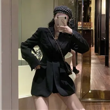 Sacouri femei Sacou 2020 Nouă Primăvară de toamnă Costum Slim Negru Portocaliu abrigos de sex Feminin Topuri cu Maneci Lungi Șanț Îmbrăcăminte exterioară