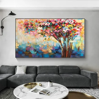 Modern Panza Pictura Copac, Floare, Natură, Peisaj Postere și ulei de Printuri de Arta de Perete Imaginile Pentru Camera de zi Cuadros Decor Acasă