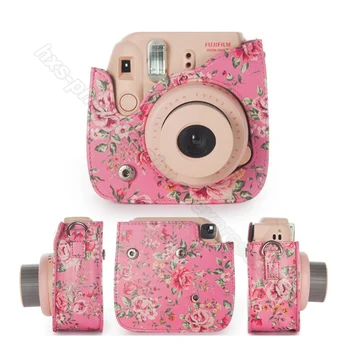 Fujifilm Instax Mini Camera colorat Caz pentru Fuji Instax Mini 8 9 aparat de Fotografiat cu PU Piele - Rose, Albastru, roz, verde Pădure Roz