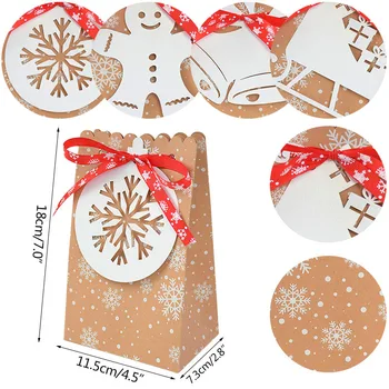 12pcs Hârtie Kraft Cookie Saci Model de Fulg de nea Pungi de Cadouri de turtă dulce de Clopot de Crăciun Bomboane Biscuiți Sac de Ambalare Consumabile Partid