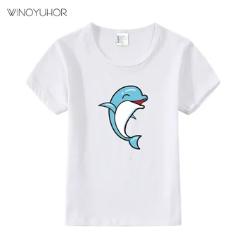 Delfin Design pentru Copii Drăguț T-Shirt Băieți și Fete Desene animate Dolphine Vară O-Gât Topuri Tricouri Copii Haine Casual