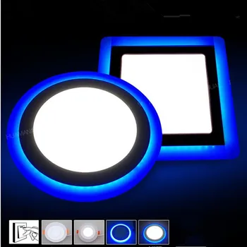 6W 9W 16W 24W led Tavan Încastrat panoul de Lumina Painel lampa decor acasă pătrat rotund Panou Led Downlight Albastru+Alb 2 culori