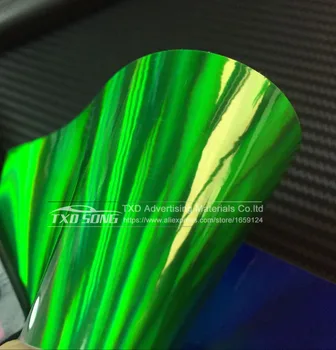 New Sosire Holografic Verde de Vinil de film Folie cu aer gratuit bule Chrome holografic autocolant Curcubeu Laser Folie transport gratuit