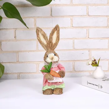 De Paști Simulare Bunny Home Garden Bunny Decor Creativ Paie Bunny Ornament Simulat Iepure Decor Decor De Gradina 2021