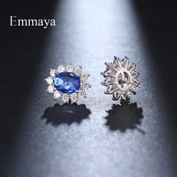 Emmaya Stil Clasic Oval-Forma De Floare Cercel Pentru Femei Fermecător Decor Cu Zirconia Albastru Strălucitor În Banchet De Lux Bijuterii