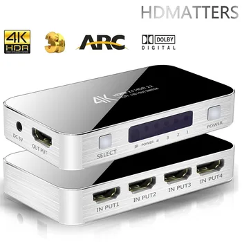 HDMI Switch cu audio toslink spdif UHD 4K HDR HDMI 2.0 Comutator cu Telecomanda pentru PS4, PS5 pro apple TV 4K@60Hz HDCP 2.2