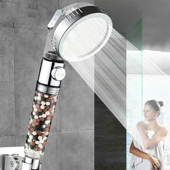 Noul Filtru de schimb bile SPA cap de duș cu buton de oprire de 3 Moduri reglabile cap de duș cu cap de duș de mare presiune