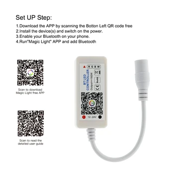 Mini LED RGBW Bluetooth 4.0 Controler Pentru Benzi cu LED-uri de Lumină DC 12-24V Telefon App de Control Dimmer Estompat