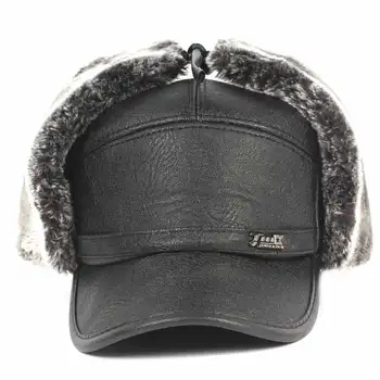 Oamenii Earflap Pălărie de Iarnă Gros Faux fur Bomber Pălărie pentru limba rusă Vreme Rece Negru Gri În Stoc