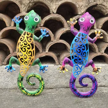 2 buc Cadou Agățat în Camera de zi Metal Gecko Curte în aer liber, Grădină Casă de Fier Arta de Perete Decor Patio Gard Dormitor Drăguț Acasă