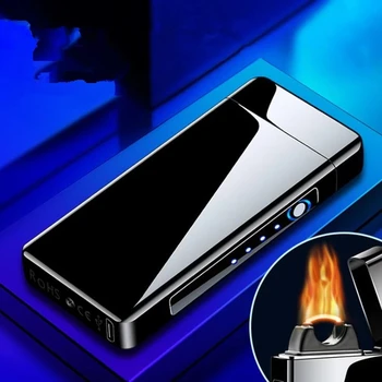 Noua Electric Flacără Mare cu Arc cu Plasmă Bricheta de Metal USB Trabuc Windproof Brichete Cu LED-uri de Afișare Putere paracliser Gadget-uri Cadou