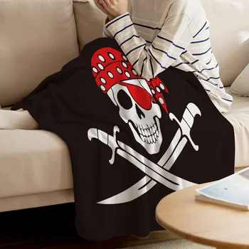 Portabil Pătură Moale Pirat Craniu Sabia Arunca Pătură Caldă Canapea Lenjerie De Pat Decoratiuni De Craciun Pentru Casa Pături